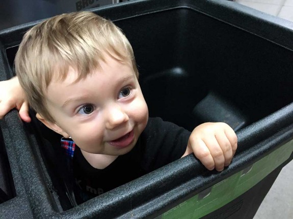 The next generation of recyclers - playing in our new recycling bin...